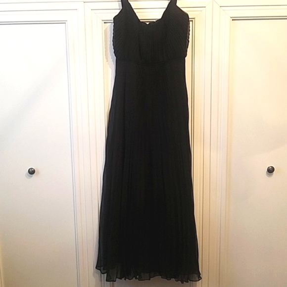 Vintage Jill by Jill Stuart Black Plissé Midi Dress 2 - Picture 2 of 8